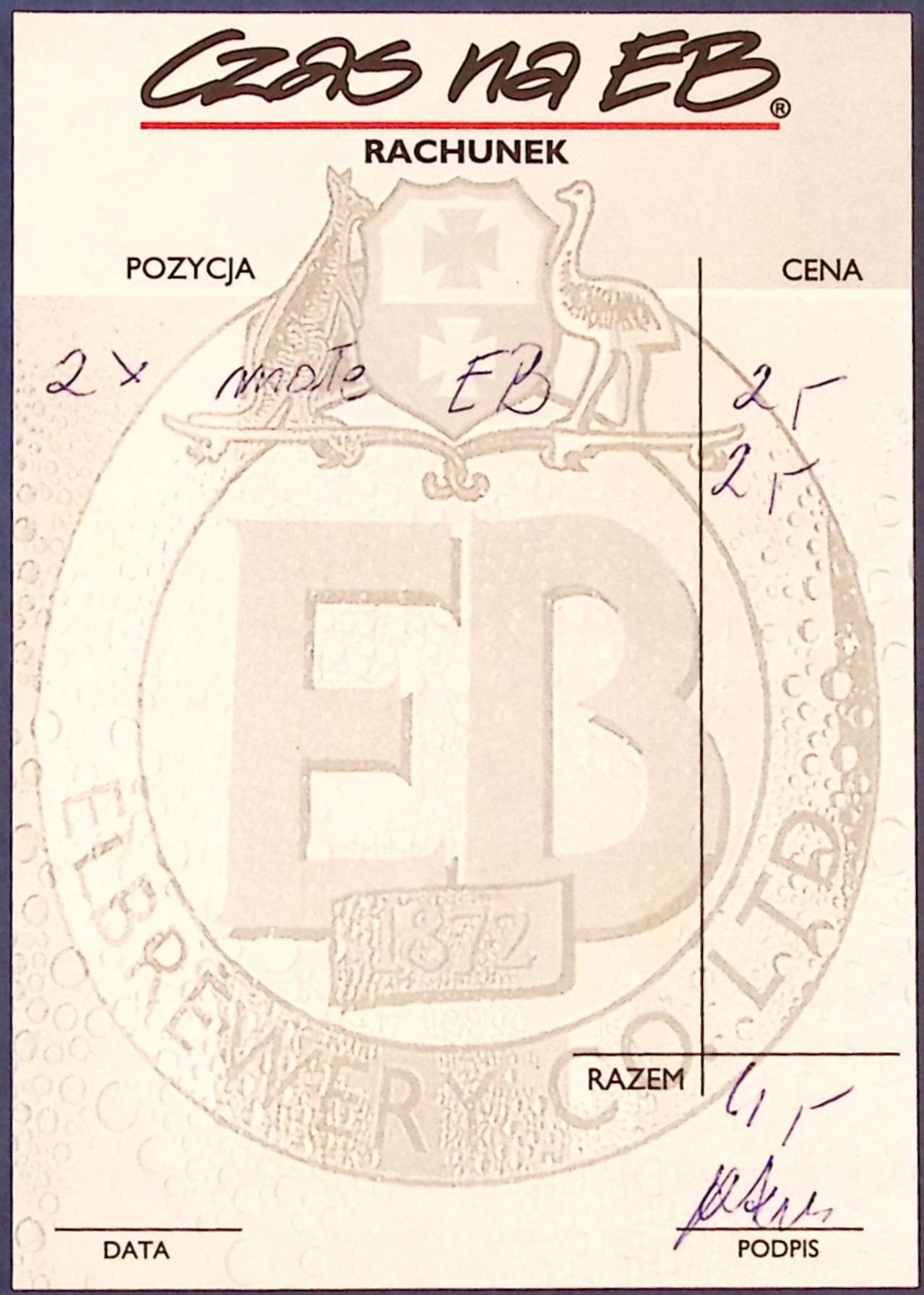 Rachunek za EB, niestety bez daty