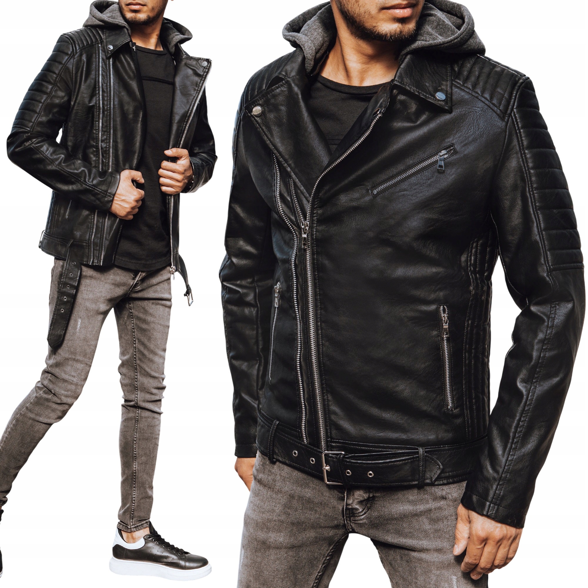 KURTKA SKÓRZANA MĘSKA RAMONESKA CZARNA TX4244 - XXL