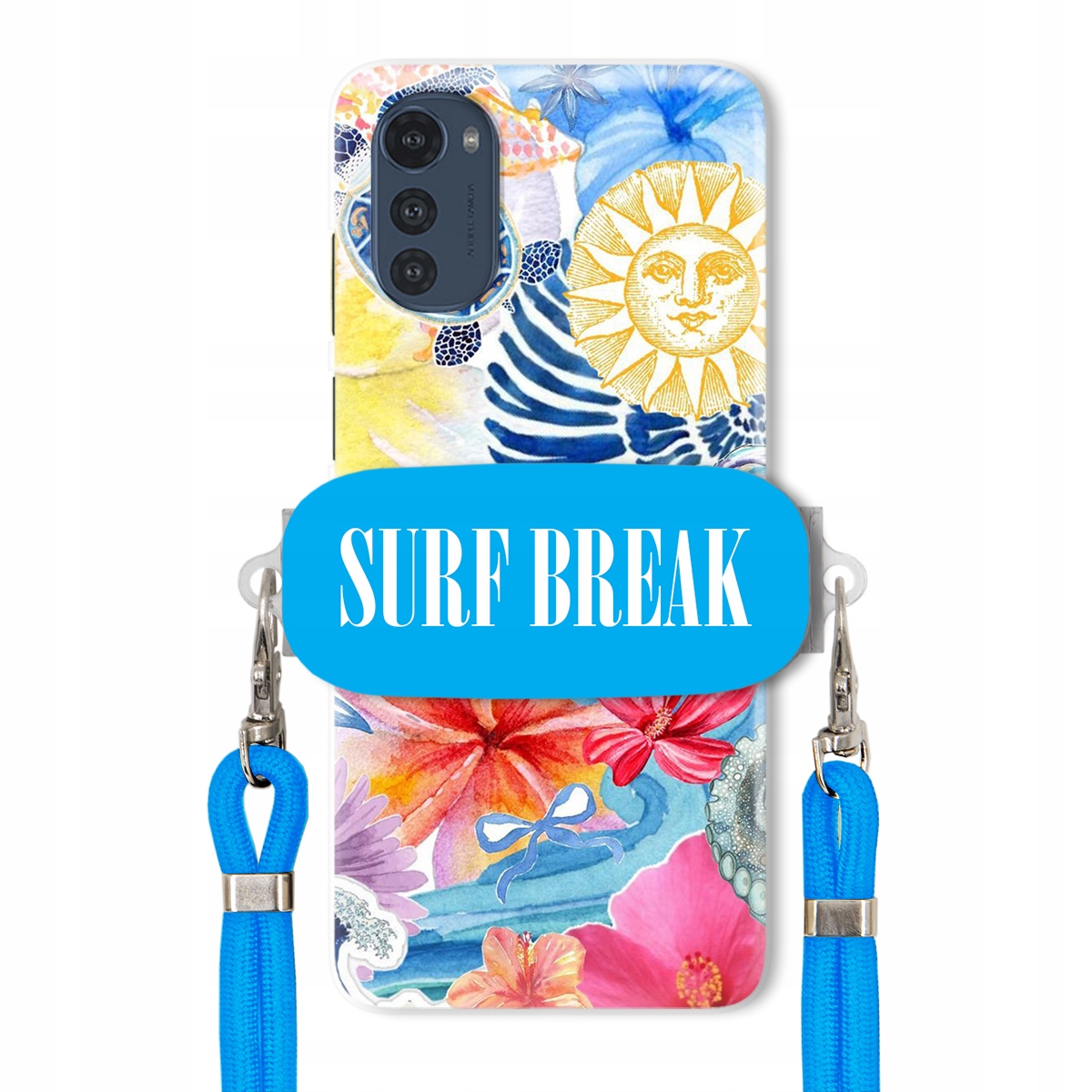 Puzdro pre Motorola E32s Crossbody Blue držiak Surf Break na dovolenku