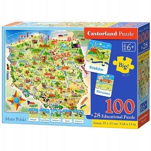 

Puzzle Edukacyjna mapa Polski 100 elementów