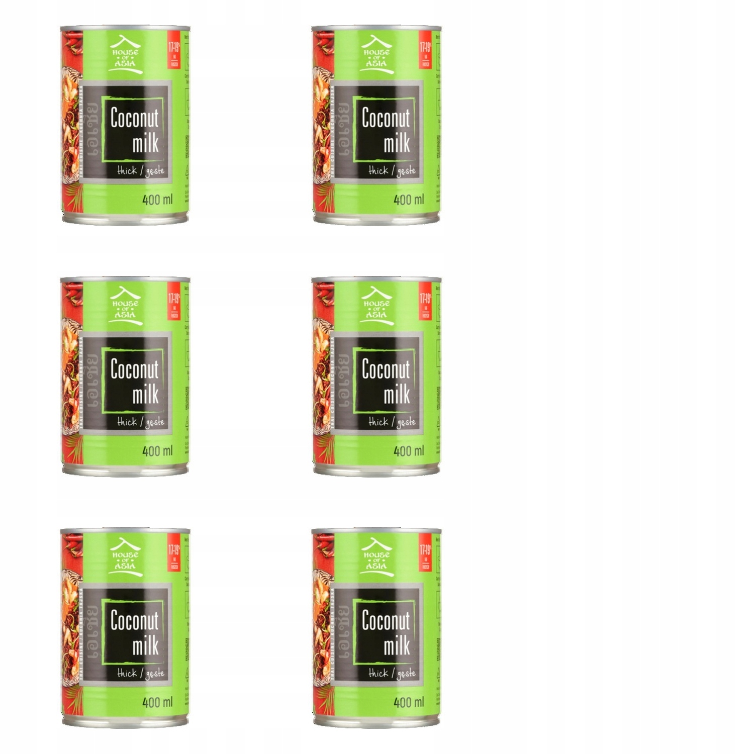 6x 400ml House Of asia mleczko kokosowe 17-19% Zgrzewka