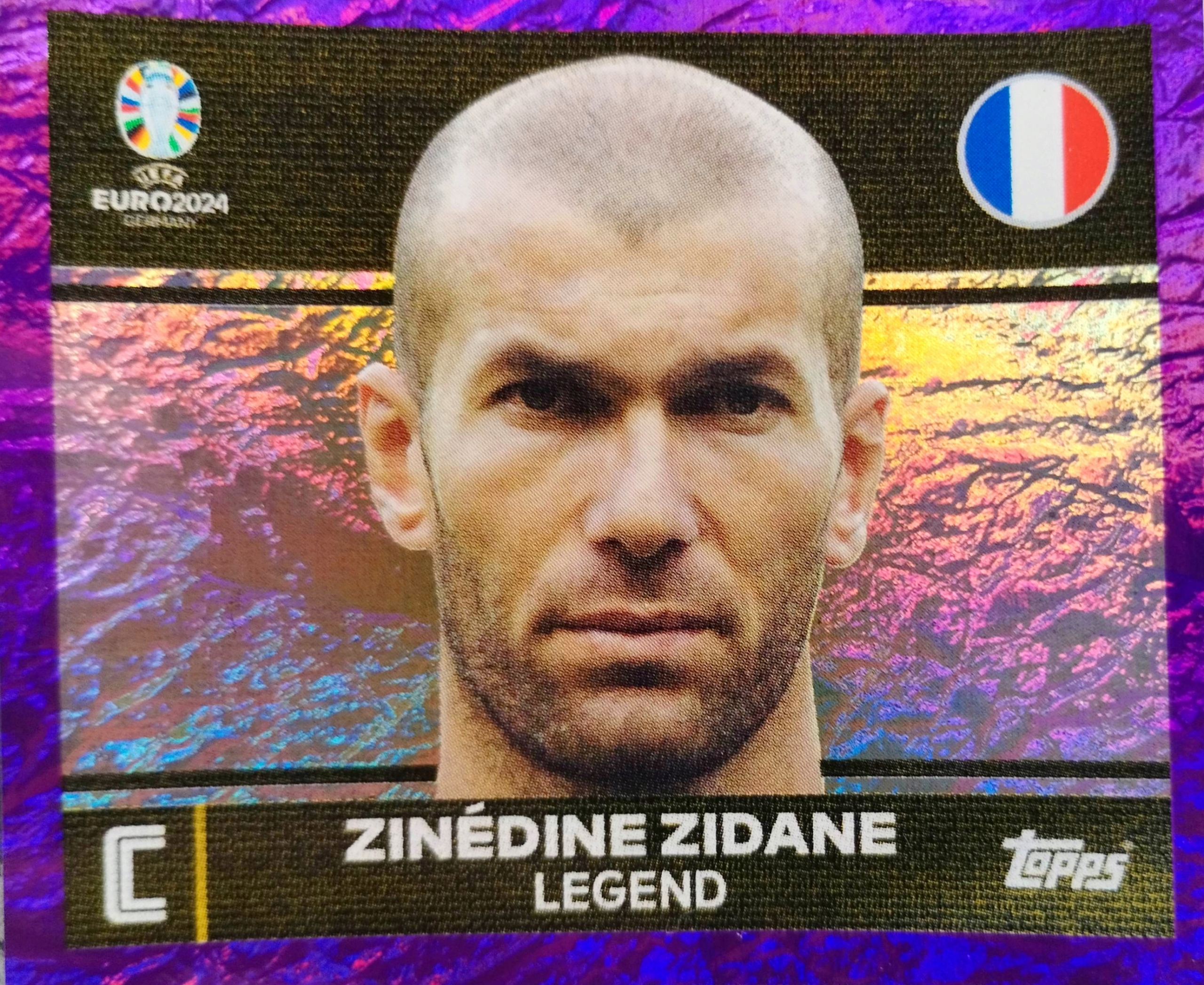 Euro 2024 Topps Match Attax naklejka Legend Fra 2 parallel Zidane Francja