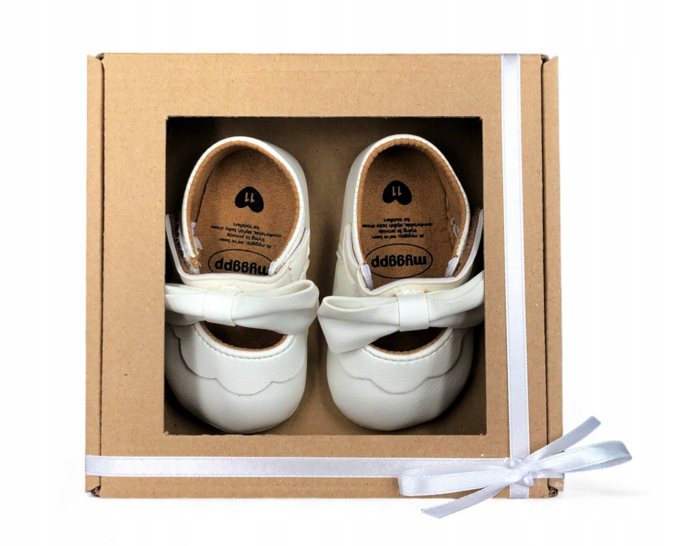 Buciki na chrzest białe 06m r18 eko skóra na rzep Okazje chrzest