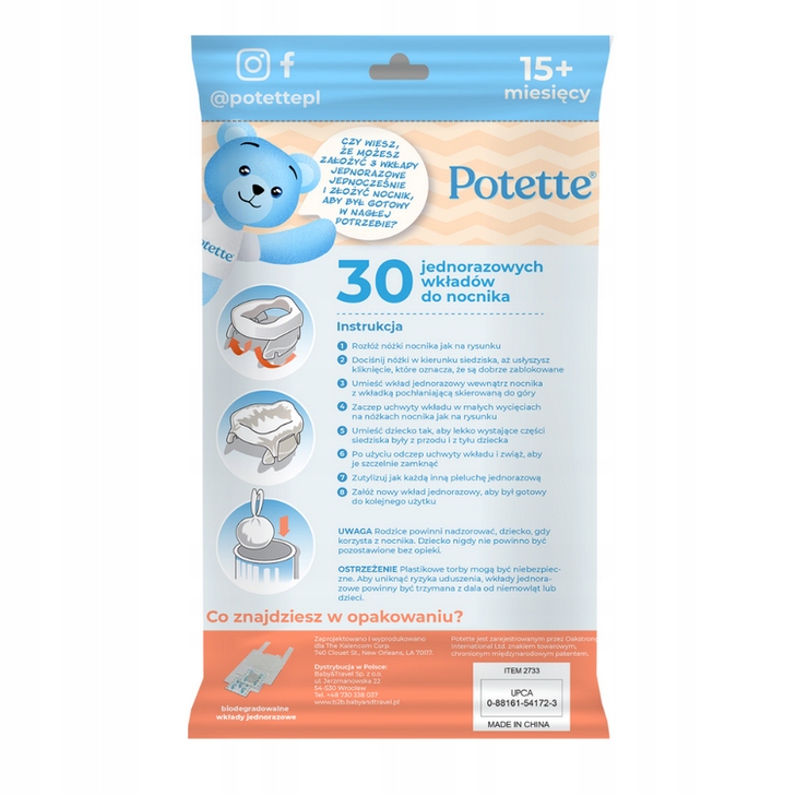 POTETTE Plus Wkłady do nocnika jednorazowe 30 szt. Kod producenta ITEM 2733