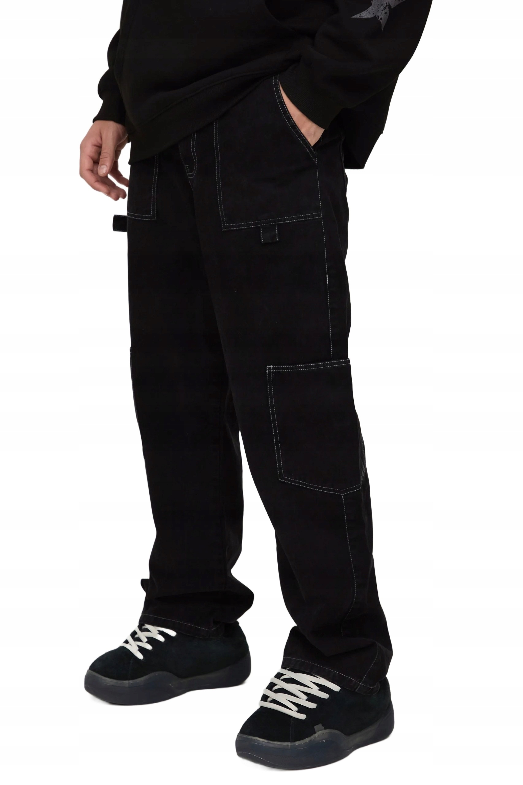 Boohooman Černé Pánské Kalhoty Casual Jednoduché S Kapsami 30 Z3A