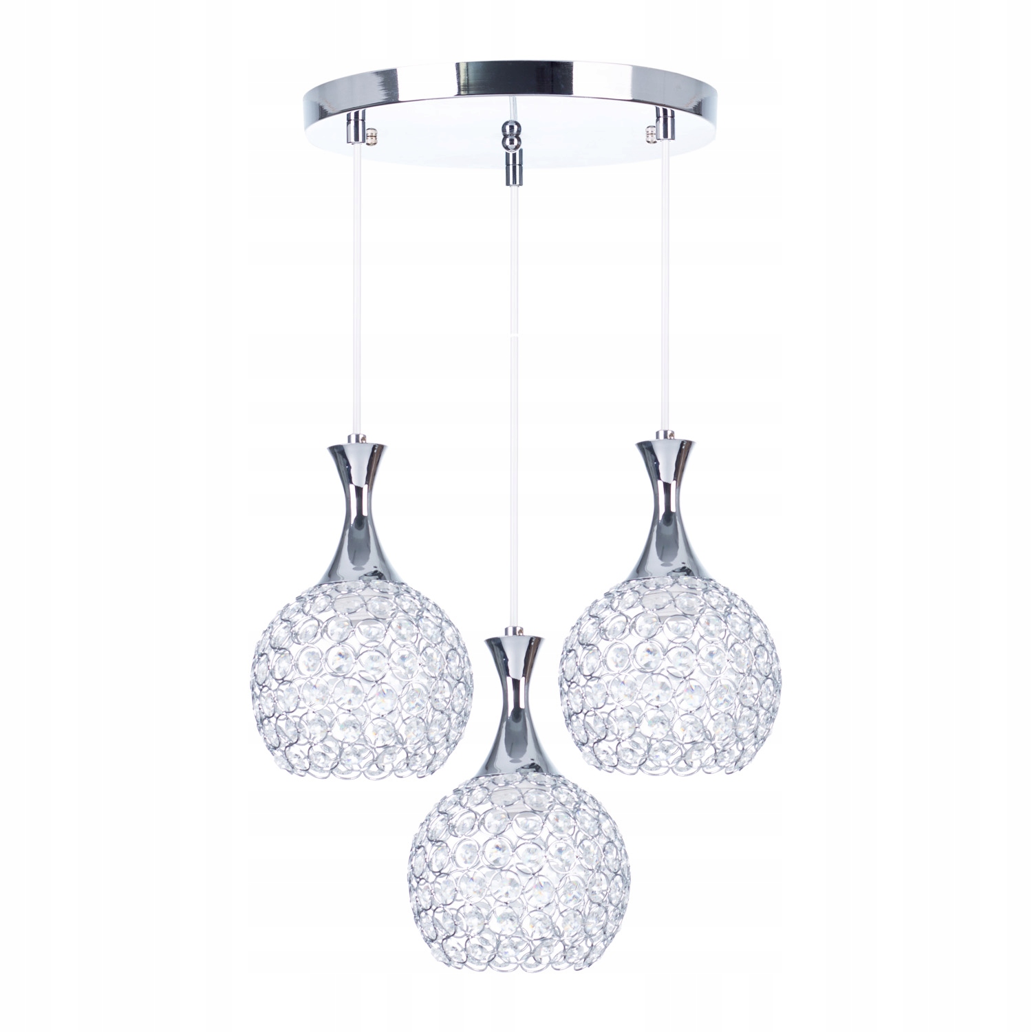 Żyrandol Lampa Wisząca Sufitowa Led Fiona 3 O kryształ plafon chrom