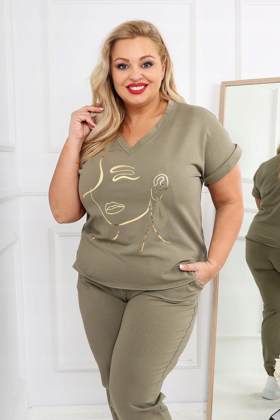 PREMIUM KOMPLET DRESOWY DRES PLUS SIZE BAWEŁNA KOLORY KRÓTKI RĘKAW 2XL Marka inna