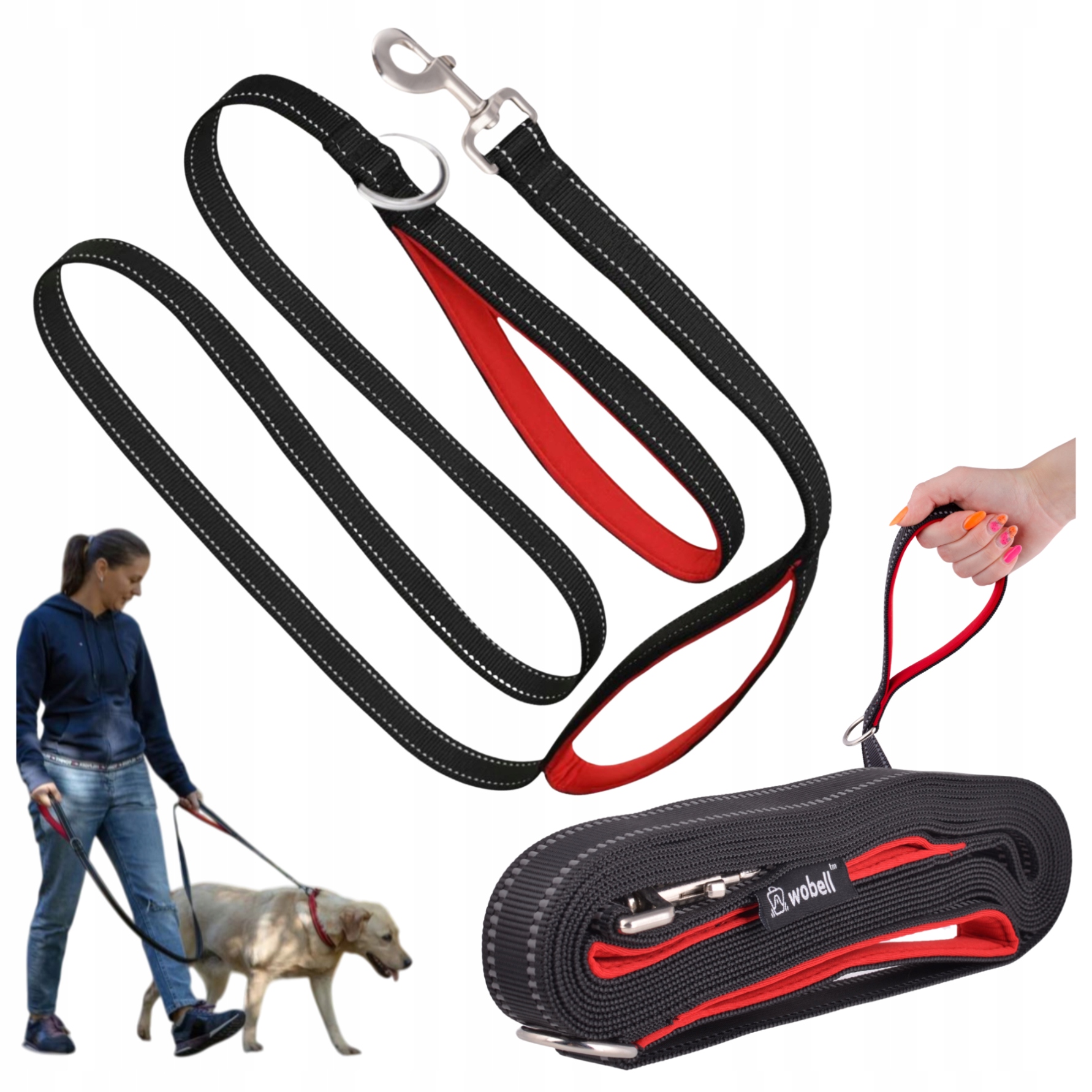 Levně Vodítko Tréninková Páska Dlouhá Pro Psa Silná Přepínací 5M reflexní