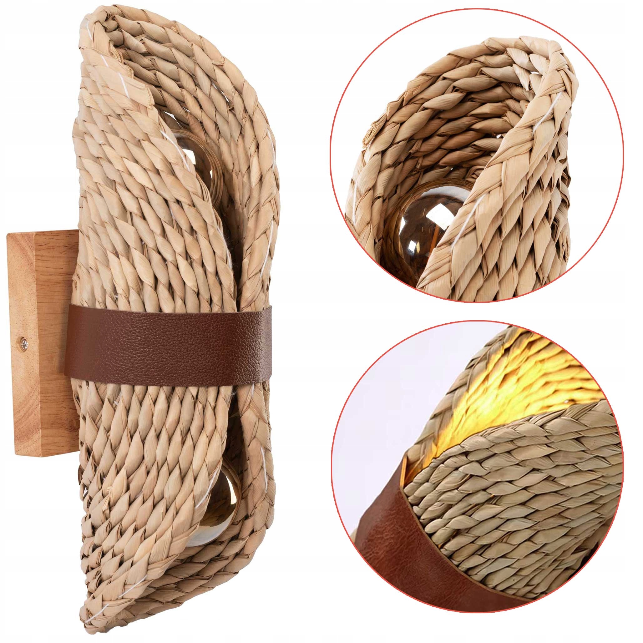 Nástenná lampa Boho 35 cm pletená E27 Nástenná lampa z bambusového dreva