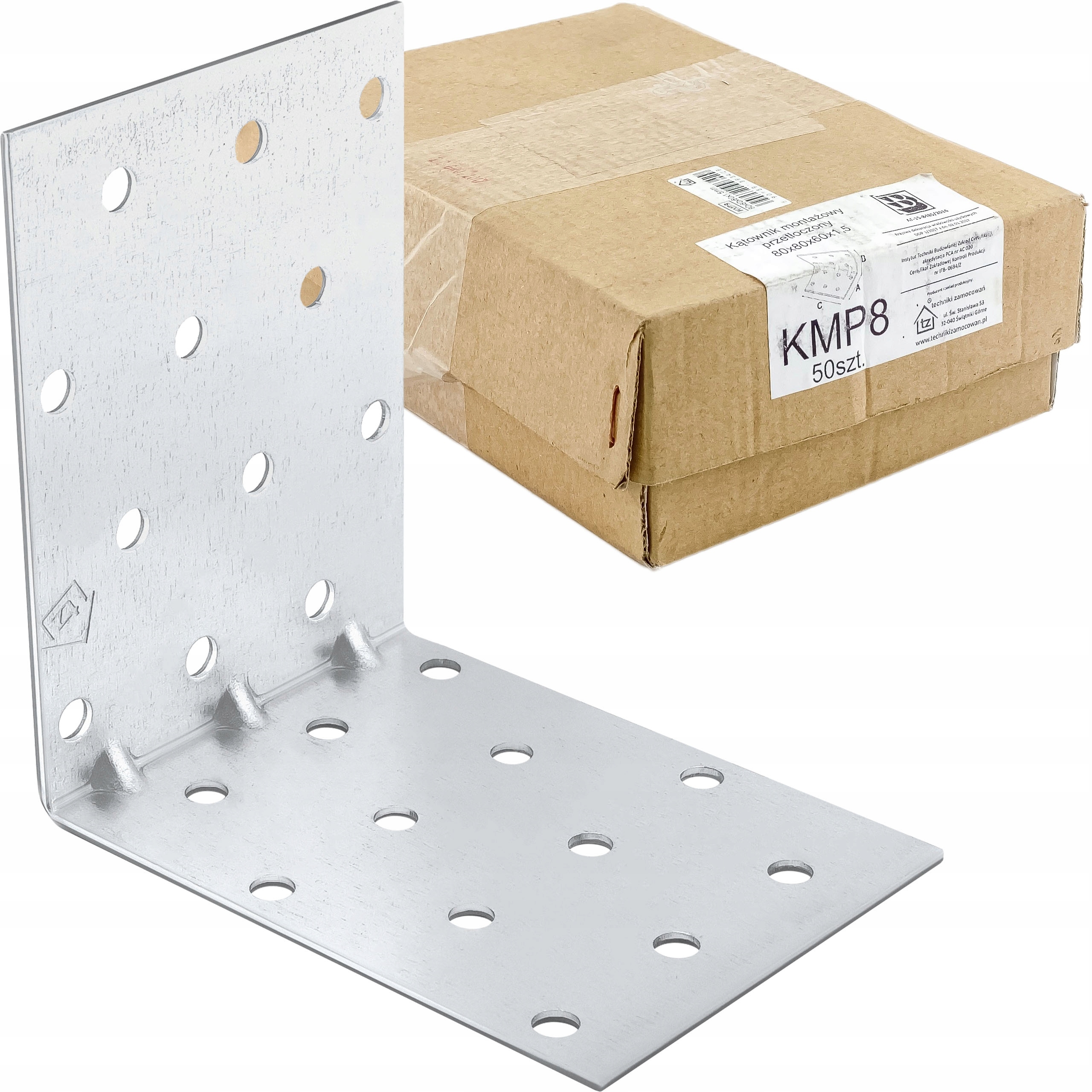 Montážní úhelník průchozí KMP8 80x80x60x1,5 50ks