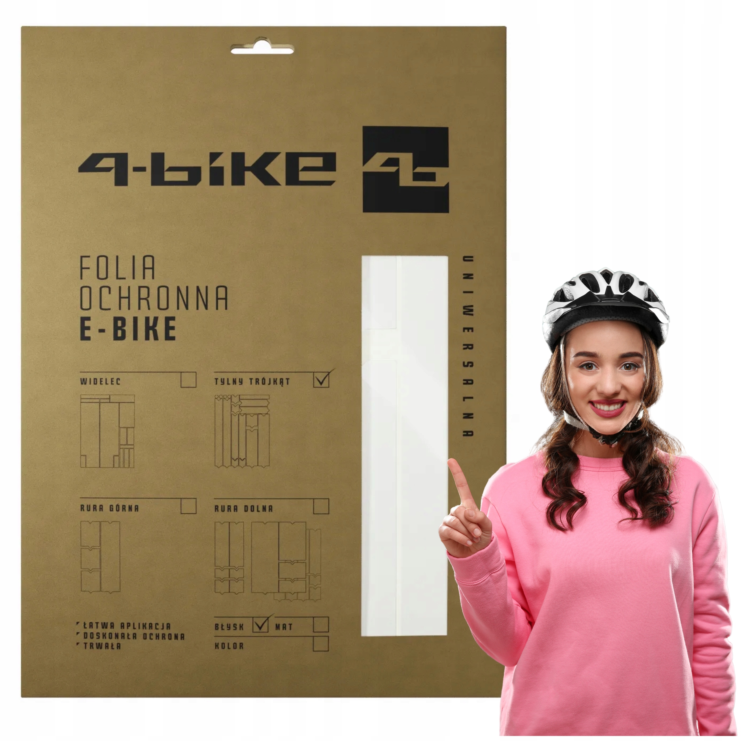 Folia ochronna na rower e-bike połysk backbone Tylny trójkąt