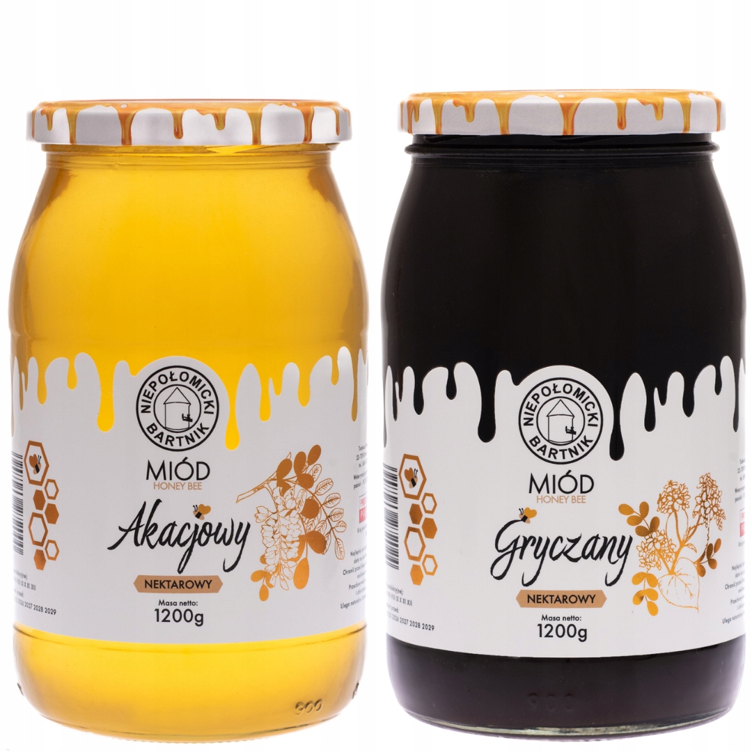 Levně Akátový Med 1,2 kg Pohankový med 1,2 kg Polský pravý z včelnice Porębski