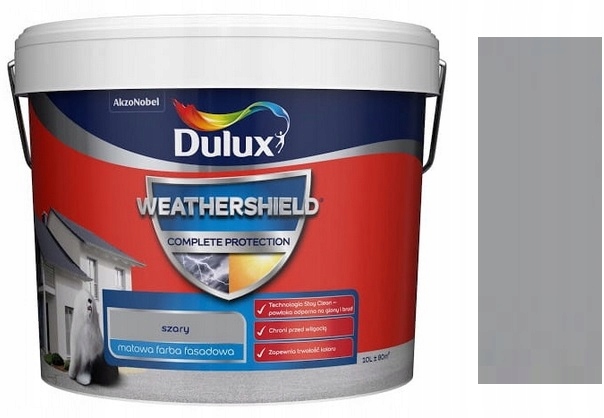 Dulux Weathershield Complete Protection Farba Do Elewacji Szary 10L