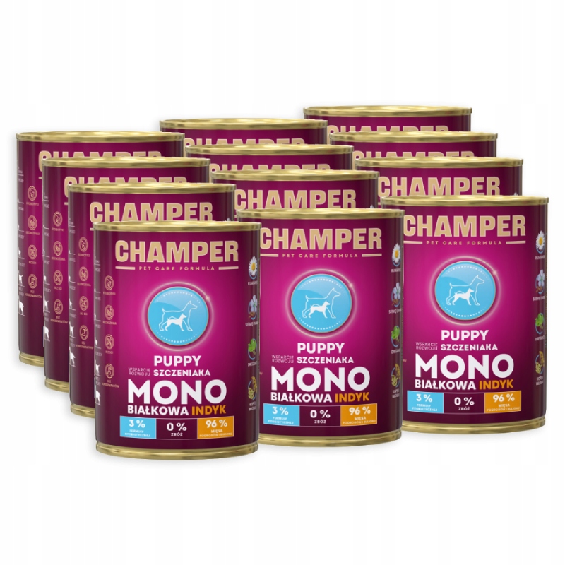 Levně Champer Puppy Monoproteinové Krůta krmivo mokré pro štěňata 12x400g