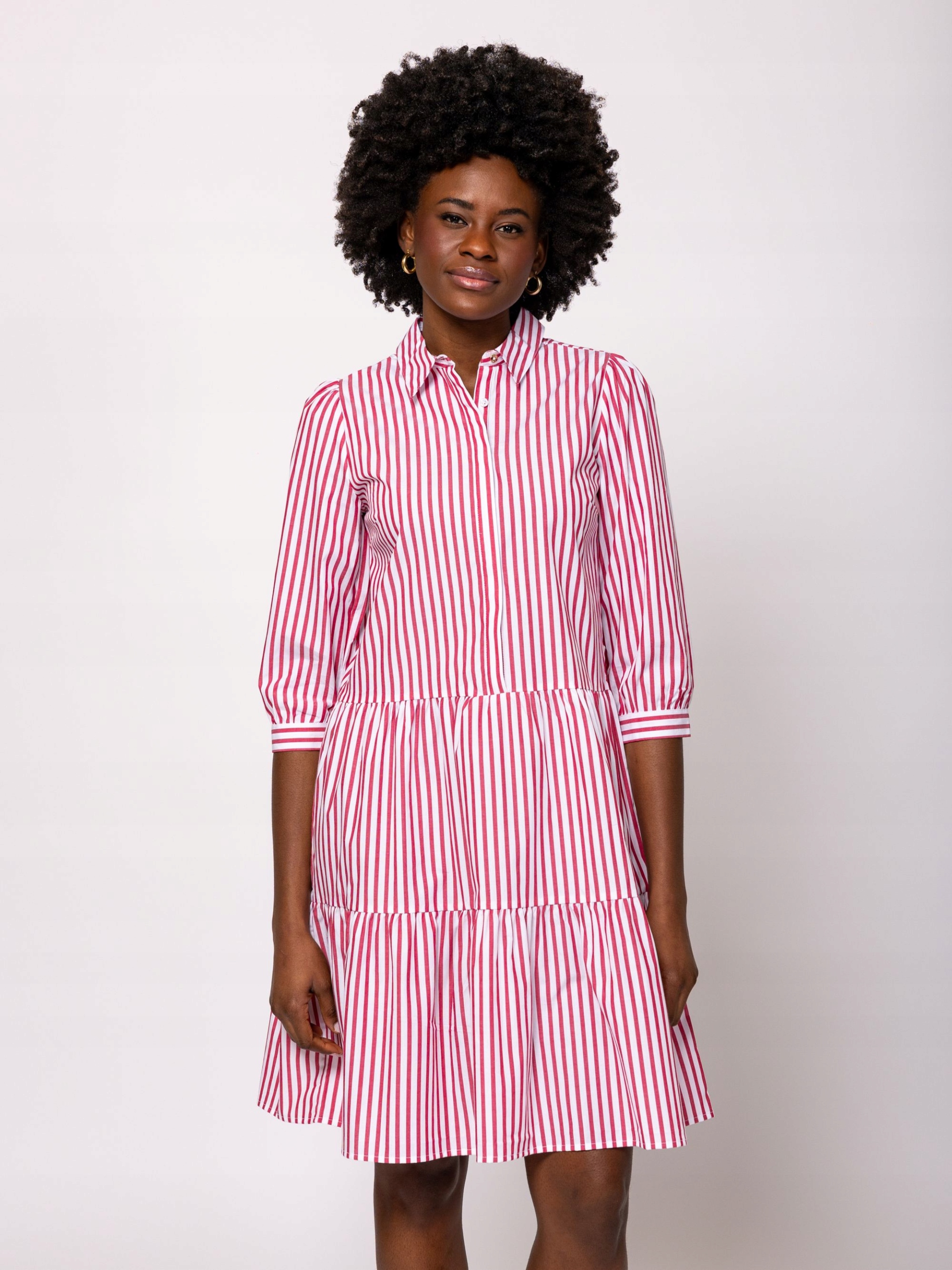 Heavy Tools Letní Volné Šaty Vany Striped Růžové S