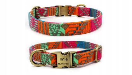 Levně Personalizovaný barevný obojek s krásnými vzory Velikost L gravírování Bonus!