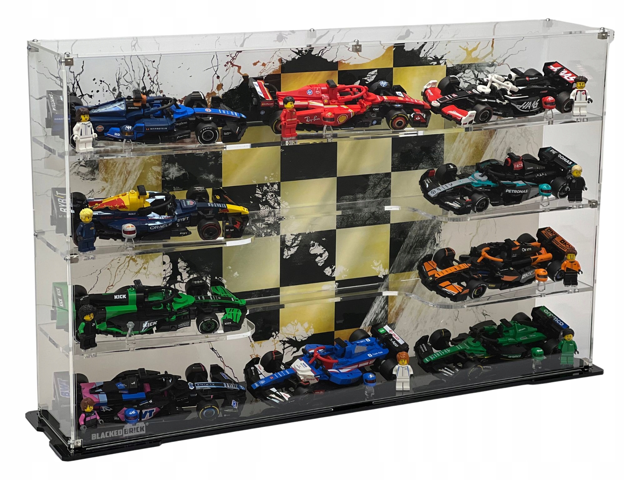 Vitrína Blacked Brick pre 10x Lego Speed Champions: Formula 1 77242 77243 F1