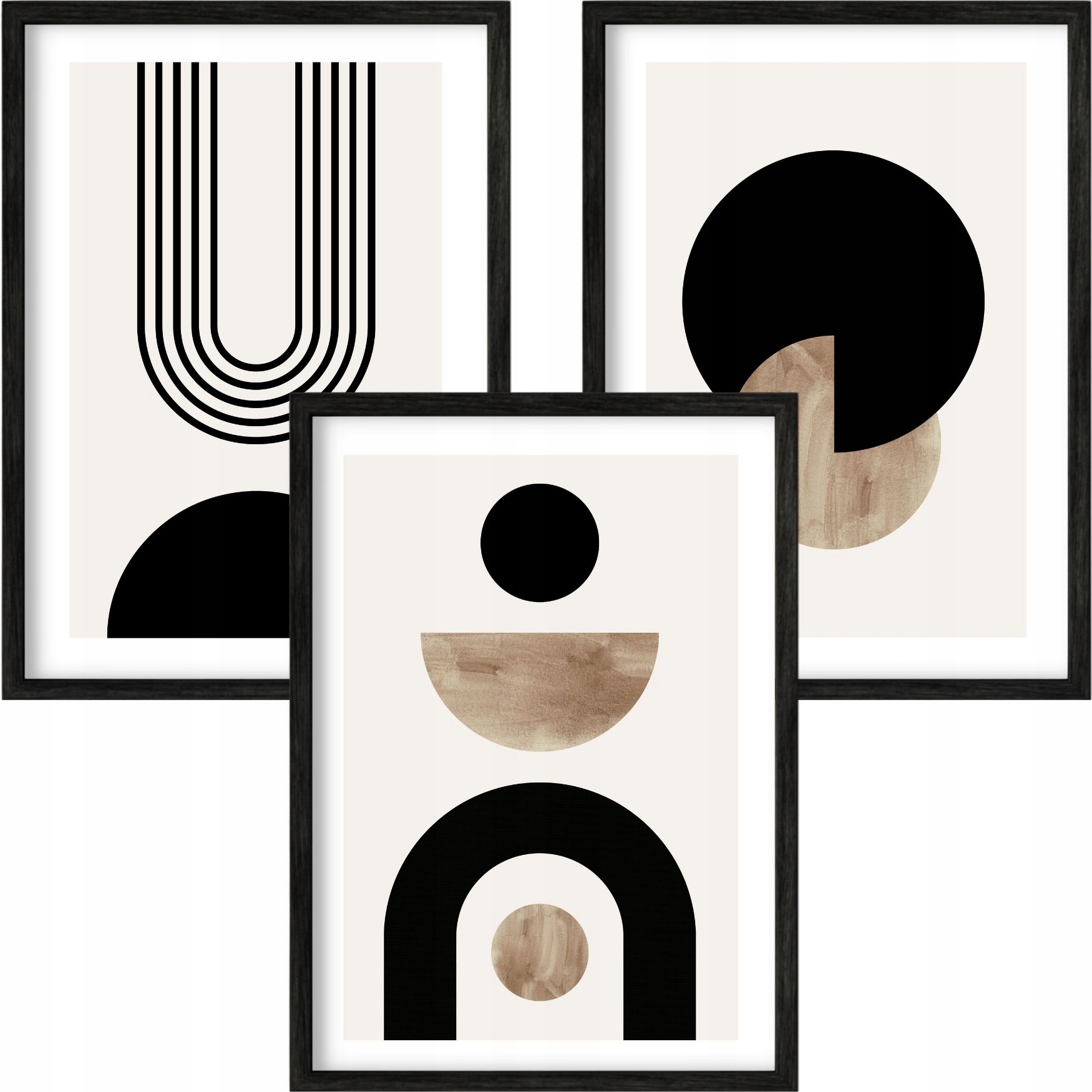 Plakat Foto Obraz 3 x 40x50 Kształty Geometryczne Beż Boho Wiosenne 50x40