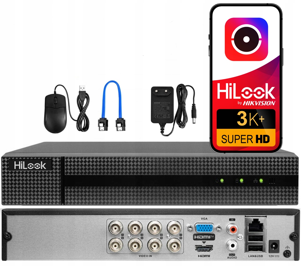 Monitorovací záznamník Ahd Tvi pre 5MPx DVR-208Q-M1 HiLook od Hikvision Apka