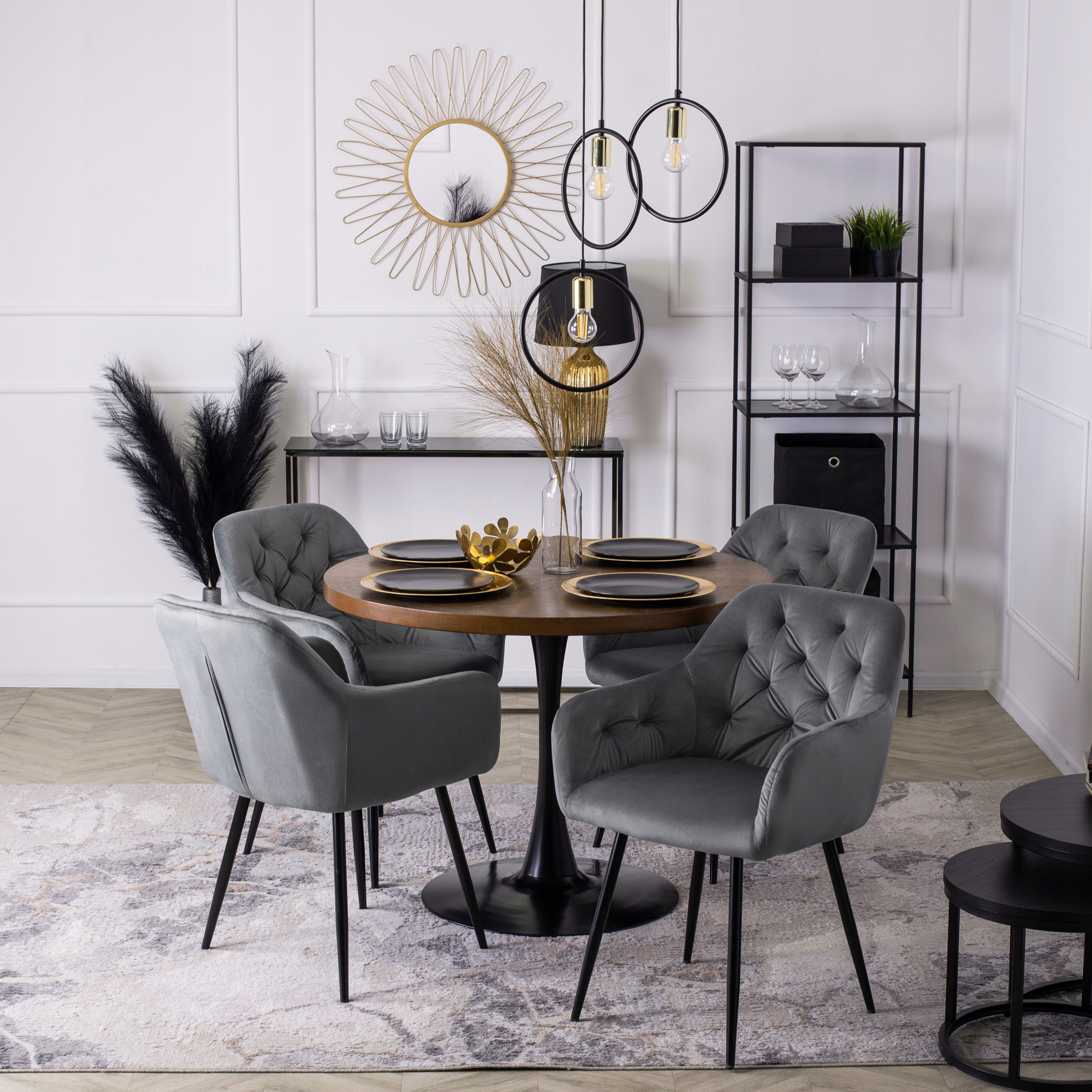 Krzesło Tapicerowane Do Salonu Jadalni Welurowe Szare Nowoczesne Loft VIKI EAN (GTIN) 5906284103930