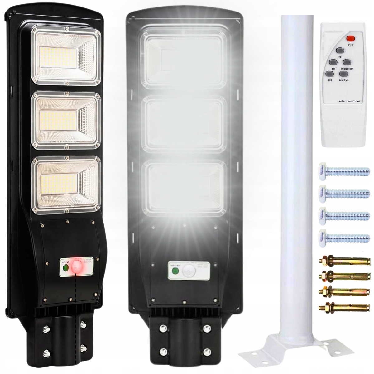 Lampa Solarna Led Latarnia Uliczna Ogrodowa Czujnik Ruchu Zmierzchu Pilot