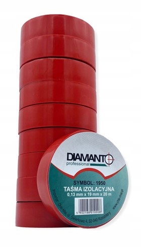 Taśma Pcv 19mm x 20m Czerwona 10 szt Diamanto