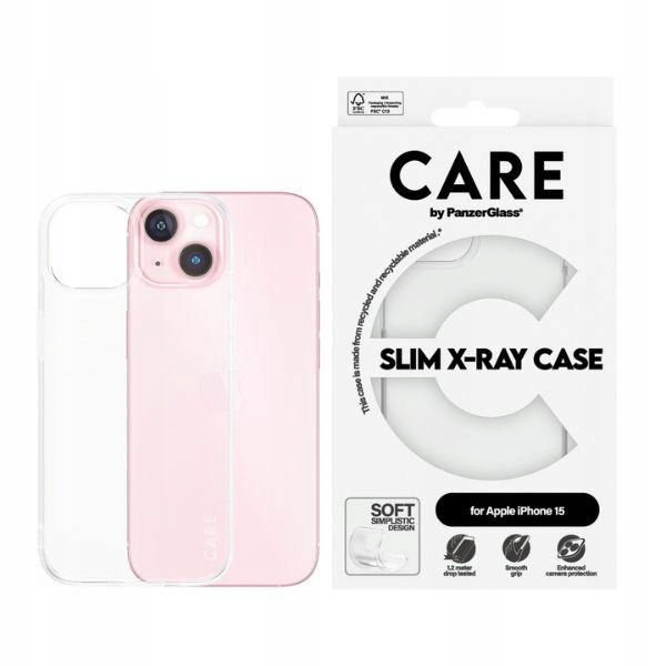 Pouzdro Care by PanzerGlass Slim X-Ray Case pro iPhone 15 6,1" průhledný/tr
