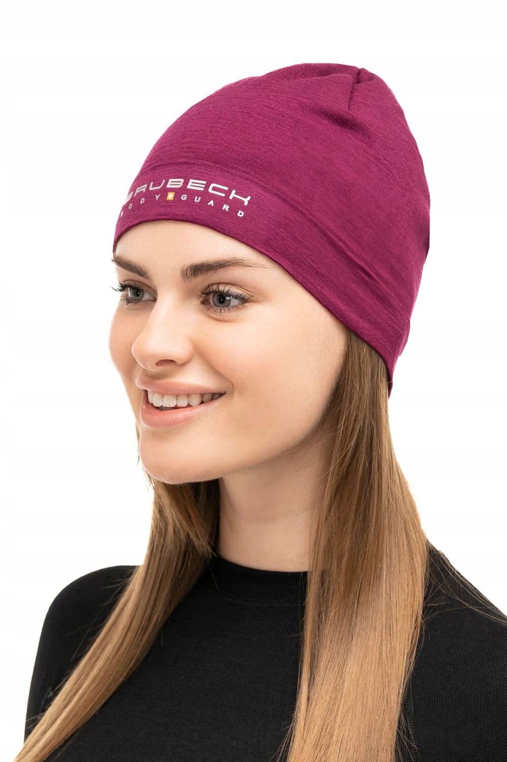 BRUBECK Czapka Termo HM10180 Merino ŚLIWKOWY L/XL Rozmiar L/XL