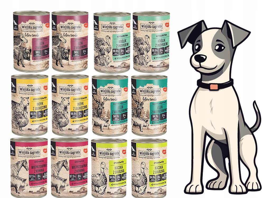 Wiejska Zagroda Mokra Karma mix smaków 12x 400g