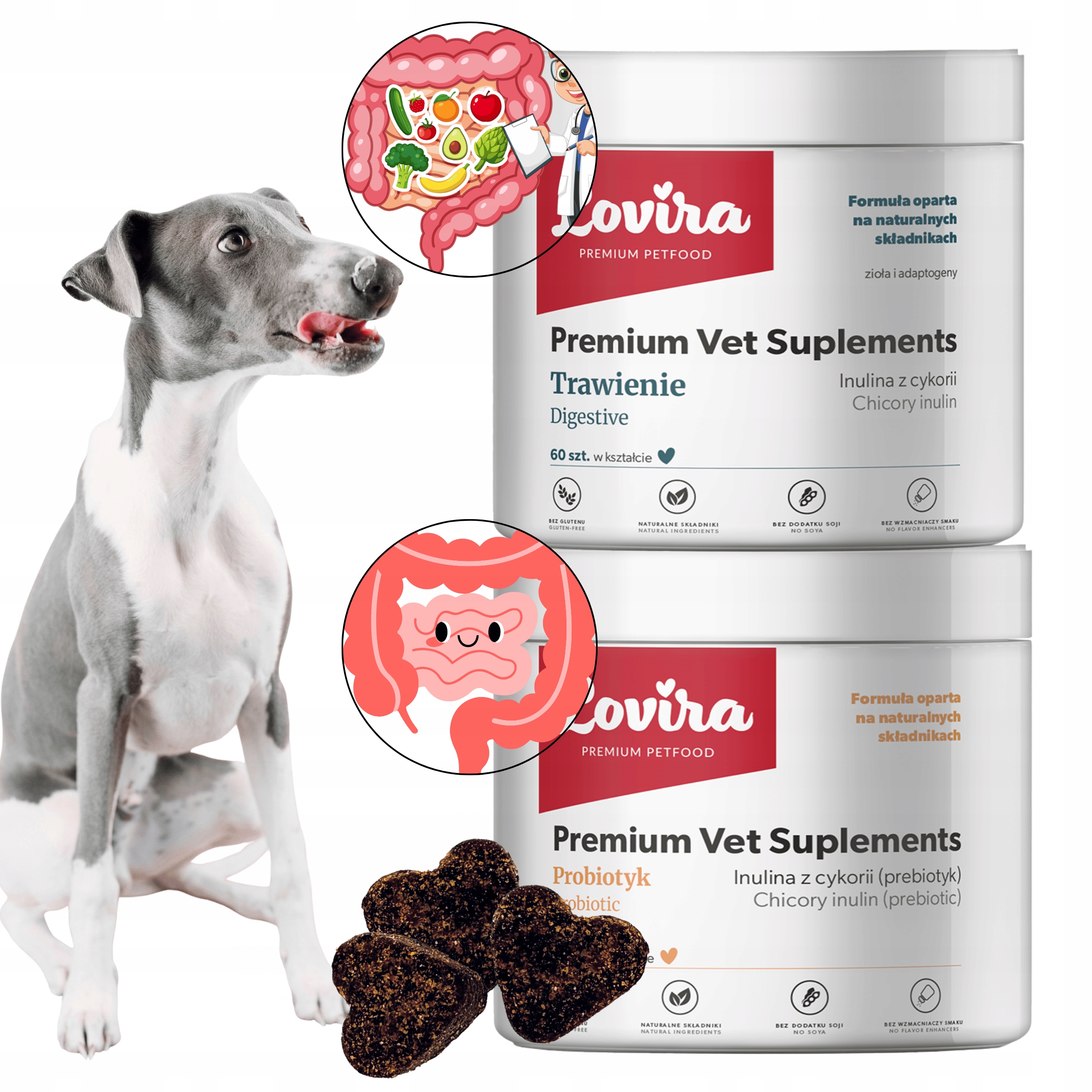 Levně Set 120 ks Doplňky Pro Psa Na Střeva Probiotikum A Trávení pamlsků