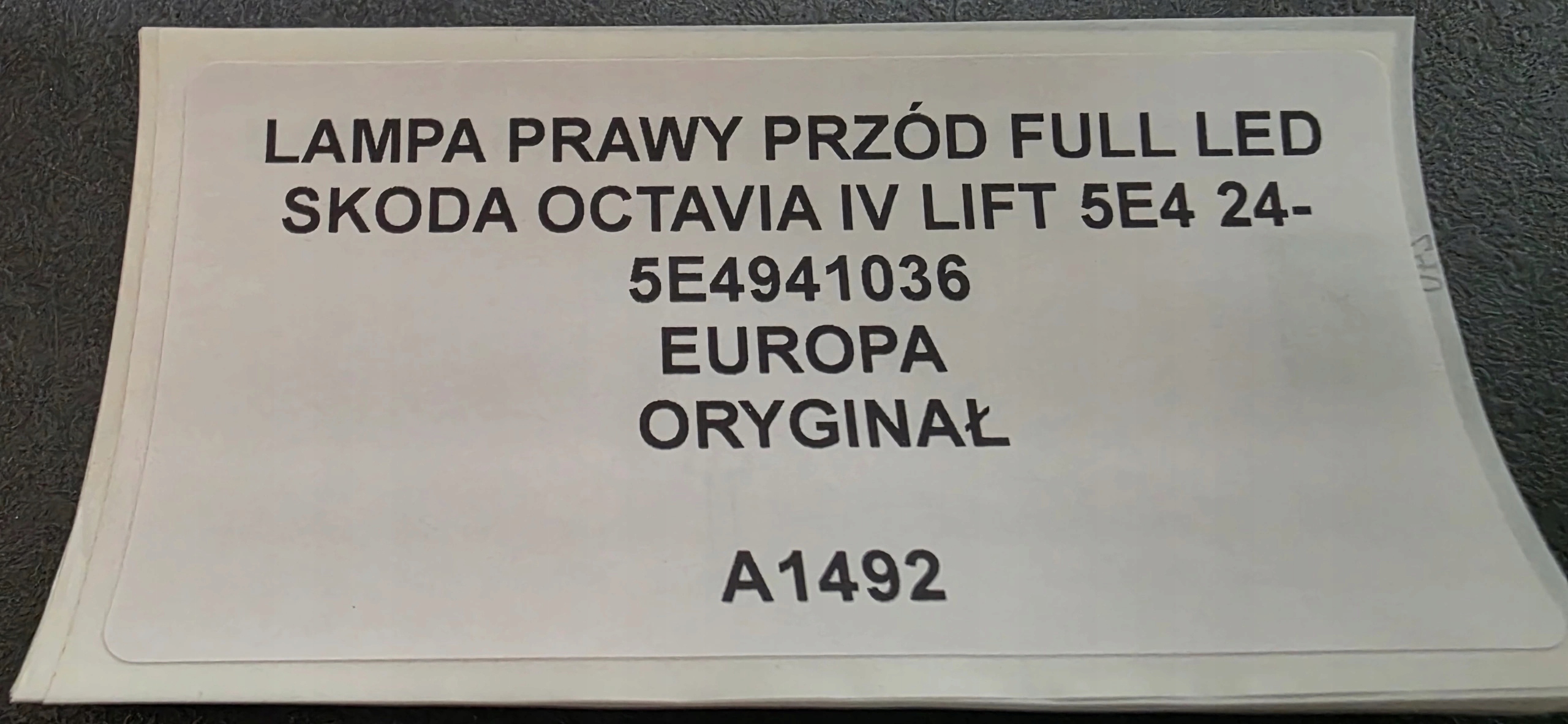 light right front FULL LED SKODA OCTAVIA IV LIFT 24- original 5E4941036