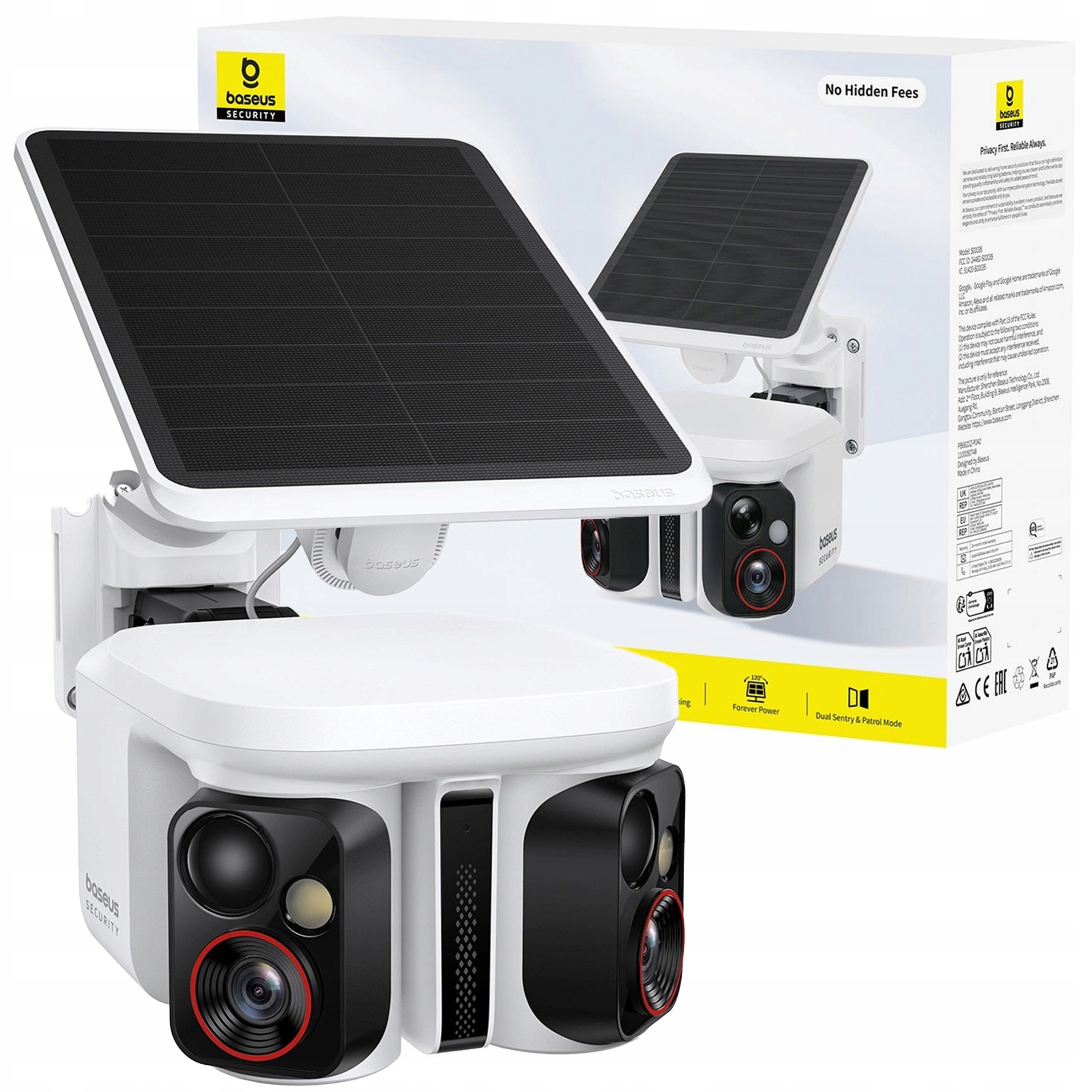 Venkovní Solární Kamera Se Solárním Panelem Baseus 3K Sledování Pohybu