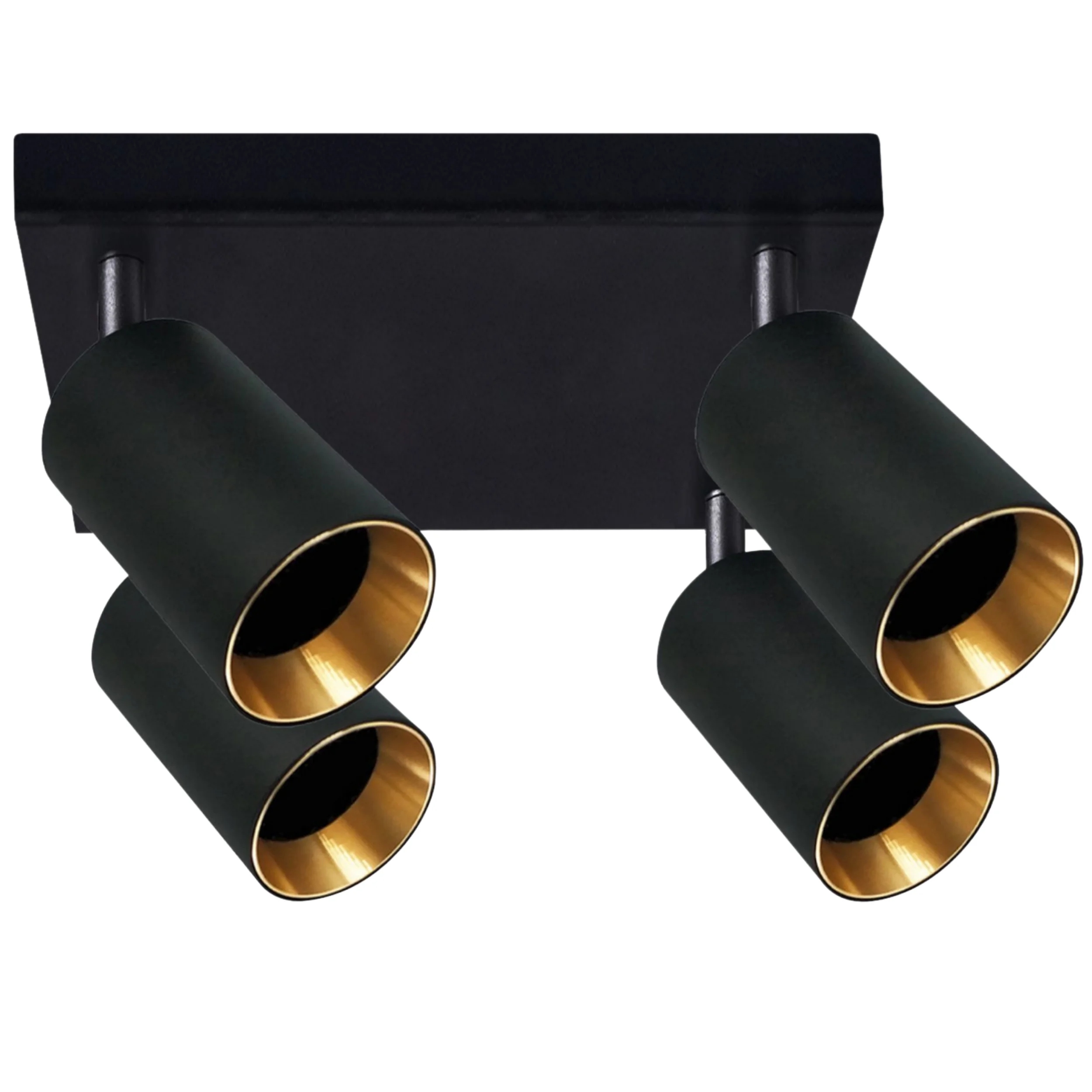 Stropní svítidlo čtvercová, 4 nastavitelné reflektory, černá, zlatá Polux