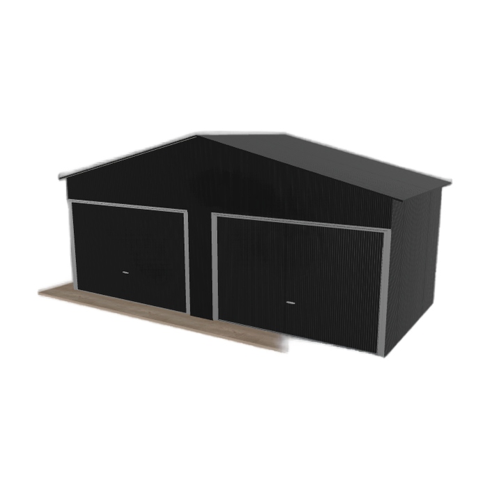 Plechová garáž 6.5 x 3 m dvoupolohová, dvoupolohová, černá