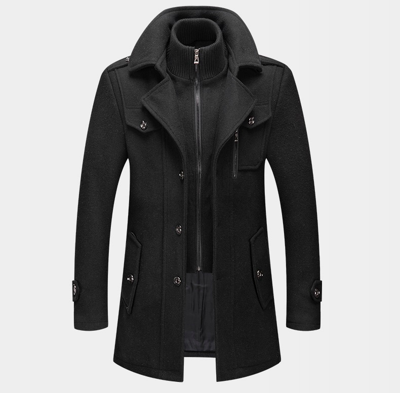 PŁASZCZ MĘSKI ZIMOWY KLASYCZNY Wełna Elegancki Materiał dominujący wełna