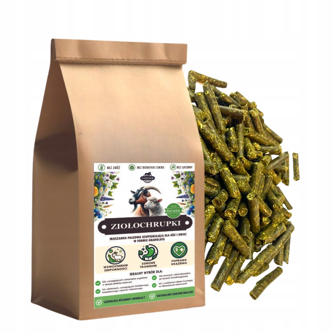 Witaminy dla kóz Ziołowe Naturalne Ziołochrupki 3w1 10kg Samfarm