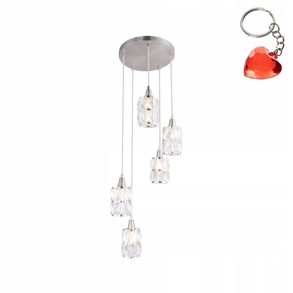 Závesná lampa do obývačky 5xE14 40W krištáľová Wolli 15760-5 Globo