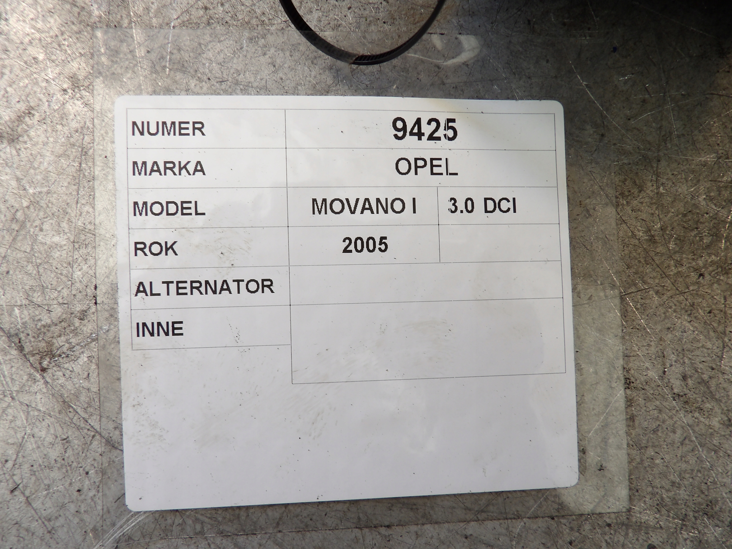 Opel Movano e alternatore 3,0DCI