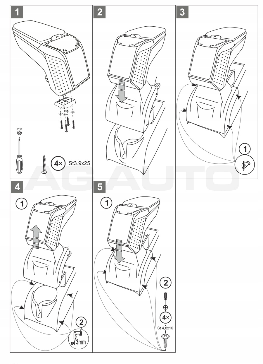 V00251 - ARM 2 ARMREST VW Golf V, 2004-2010, черный
