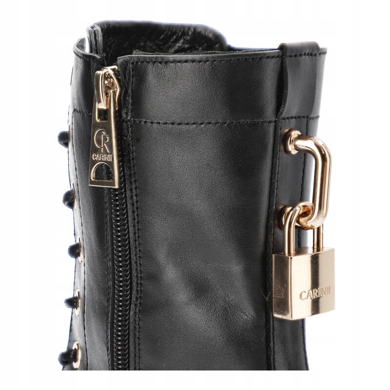 Czarne Botki Carinii Skórzane Buty Damskie Rozmiar 40