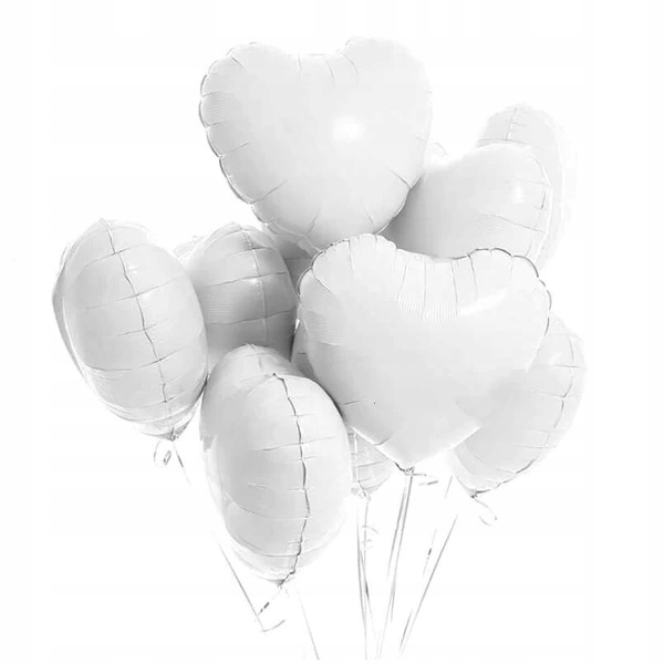 BALON FOLIOWY SERCE BIAŁY NA HEL WALENTYNKI Kolor biały