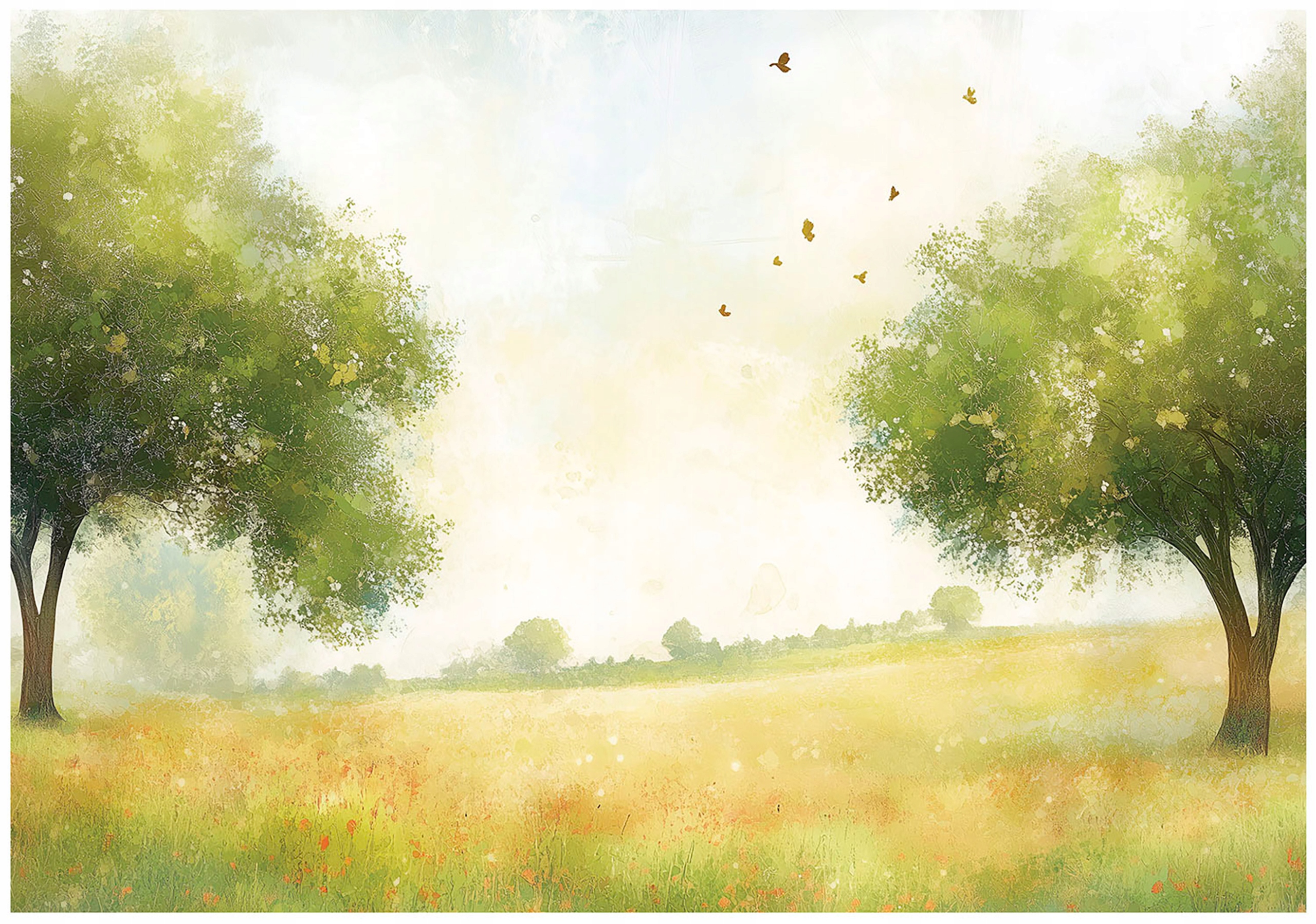 Fototapeta Zelená Louka Stromy Krajina Les Příroda Krajina Tráva 150x105