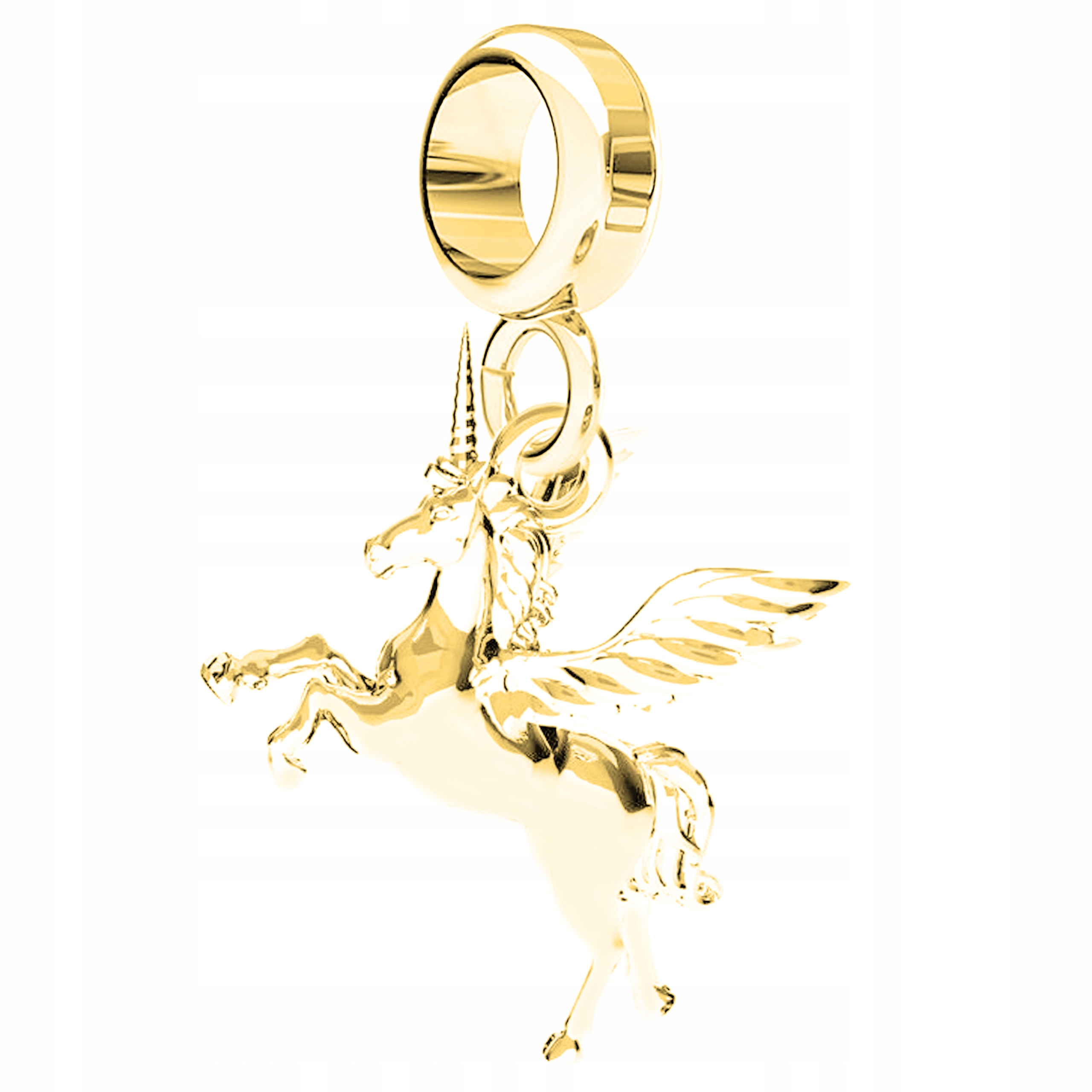 Charms Zlatý kůň s jednorožcem Kůň s rohy Jednorožec Stříbro 925