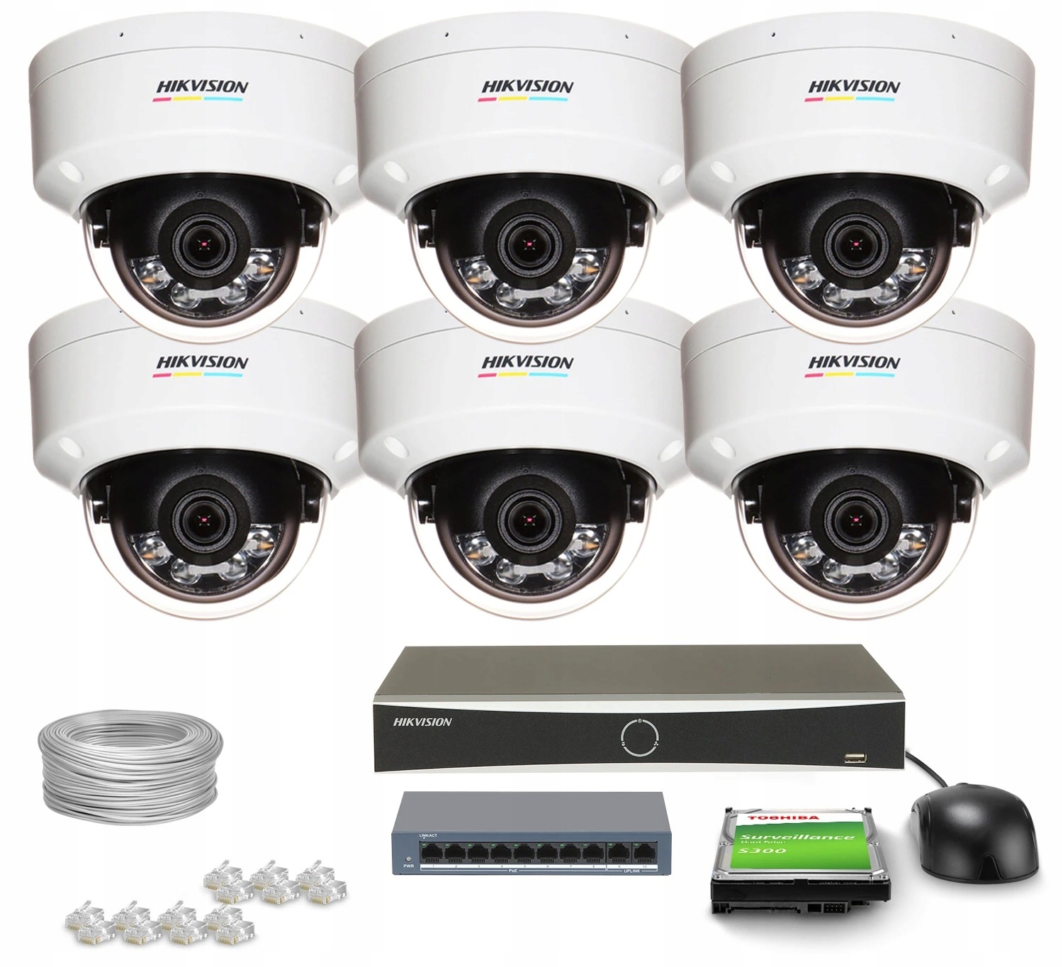 Sada na monitorovanie domu Ip kamera 6x DS-2CD1147G2H-LIU 4Mpx Ir 30 m mikrofón