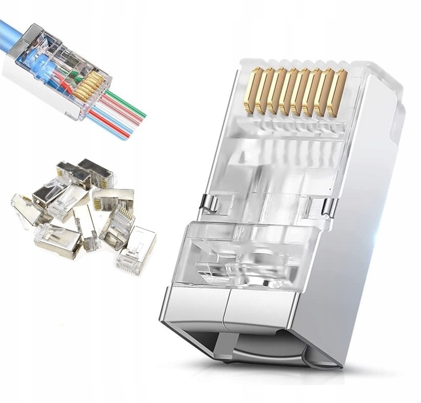 Разъем RJ45 EZ kat 6 сквозной STP FTP 10шт экран