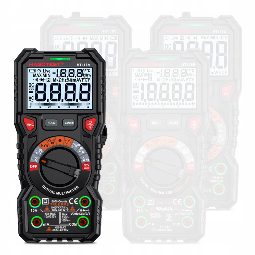 MULTIMETR RĘCZNY CYFROWY MIERNIK CIĄGŁOŚCI NAPIĘCIA RMS NCV WOLTOMIERZ LCD Informacje o bezpieczeństwie CE