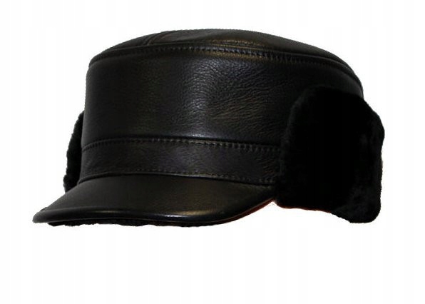 Pánská kožená zimní Čepice Edward černá s náušníky Witleather pl