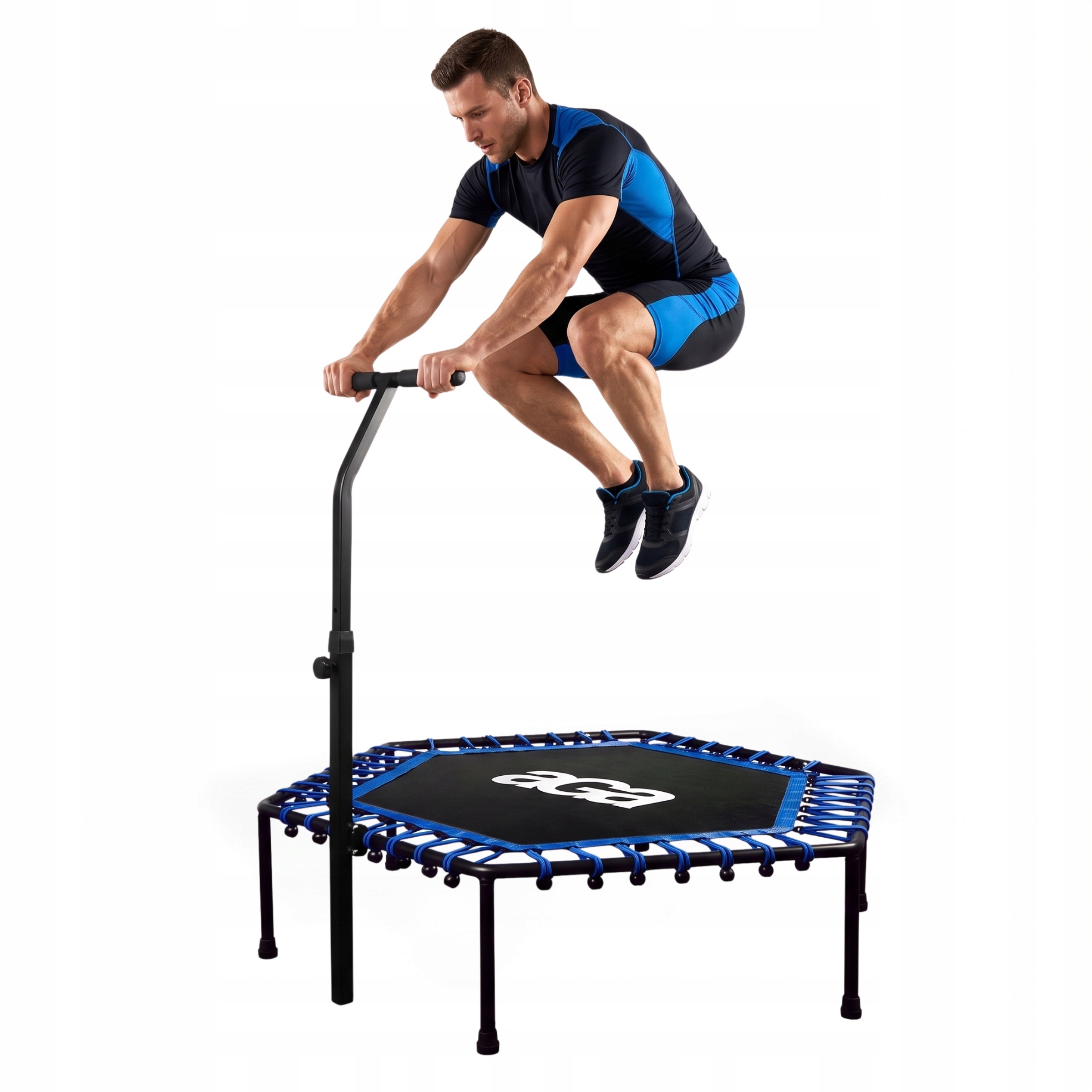 Aga Fitness Trampolina 130 cm Niebieska Uchwyt Do Skakania Trening Do Domu