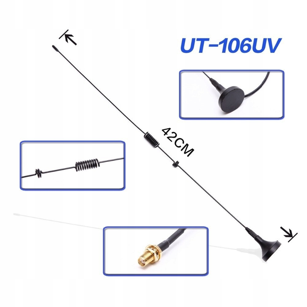 ANTENA SAMOCHODOWA NAGOYA UT-106 BAOFENG UV-5R 82 Długość (cm) 42