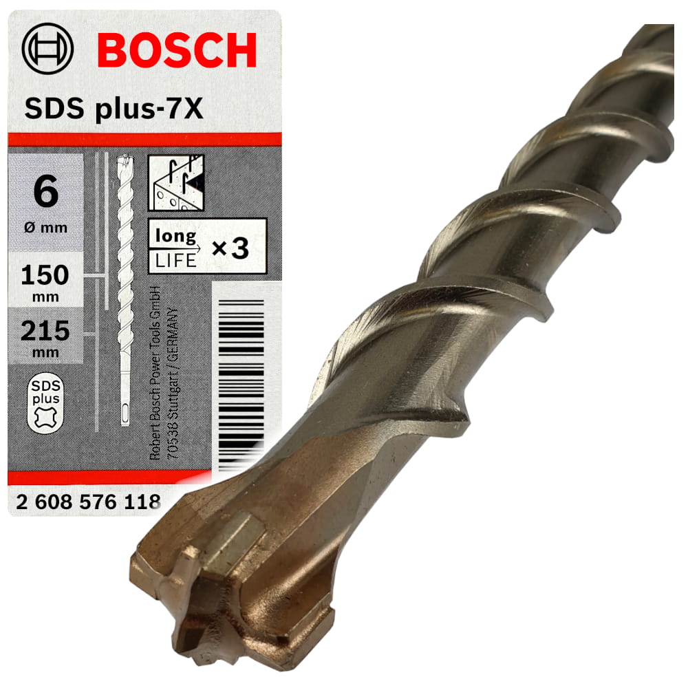 

Wiertło Bosch do betonu SDS-Plus 7X 6,0x150x215